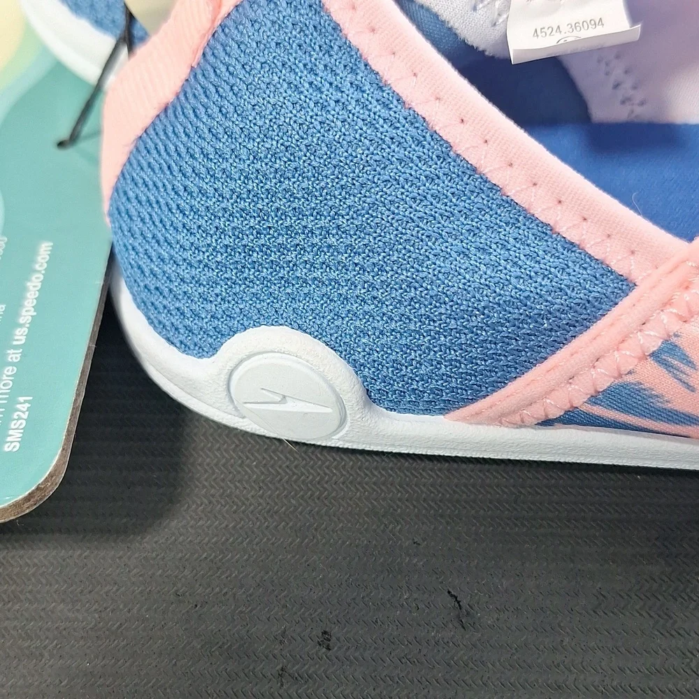 Speedo Kids Water Shoes - Blue with Pink Palm Design